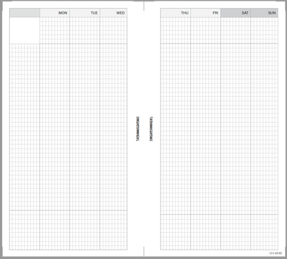 Personal Size Weekly Vertical Insert Printable– Box Grid (Monday Start, Undated)